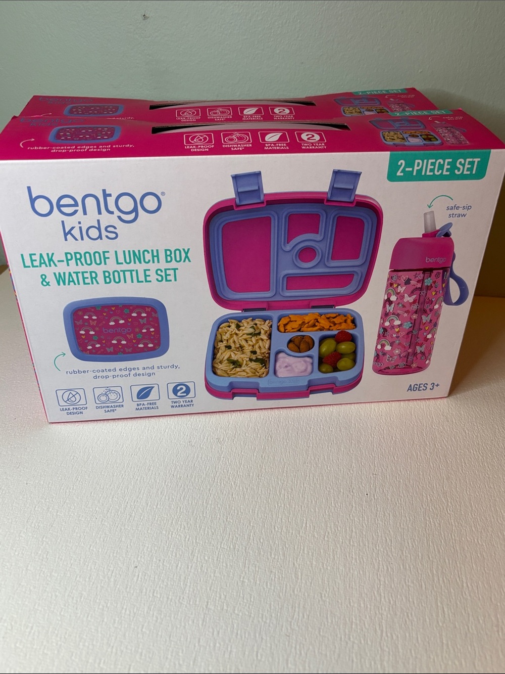 Bentgo Kids Pink Leak-Resistant Lunch Box & Bottle Set